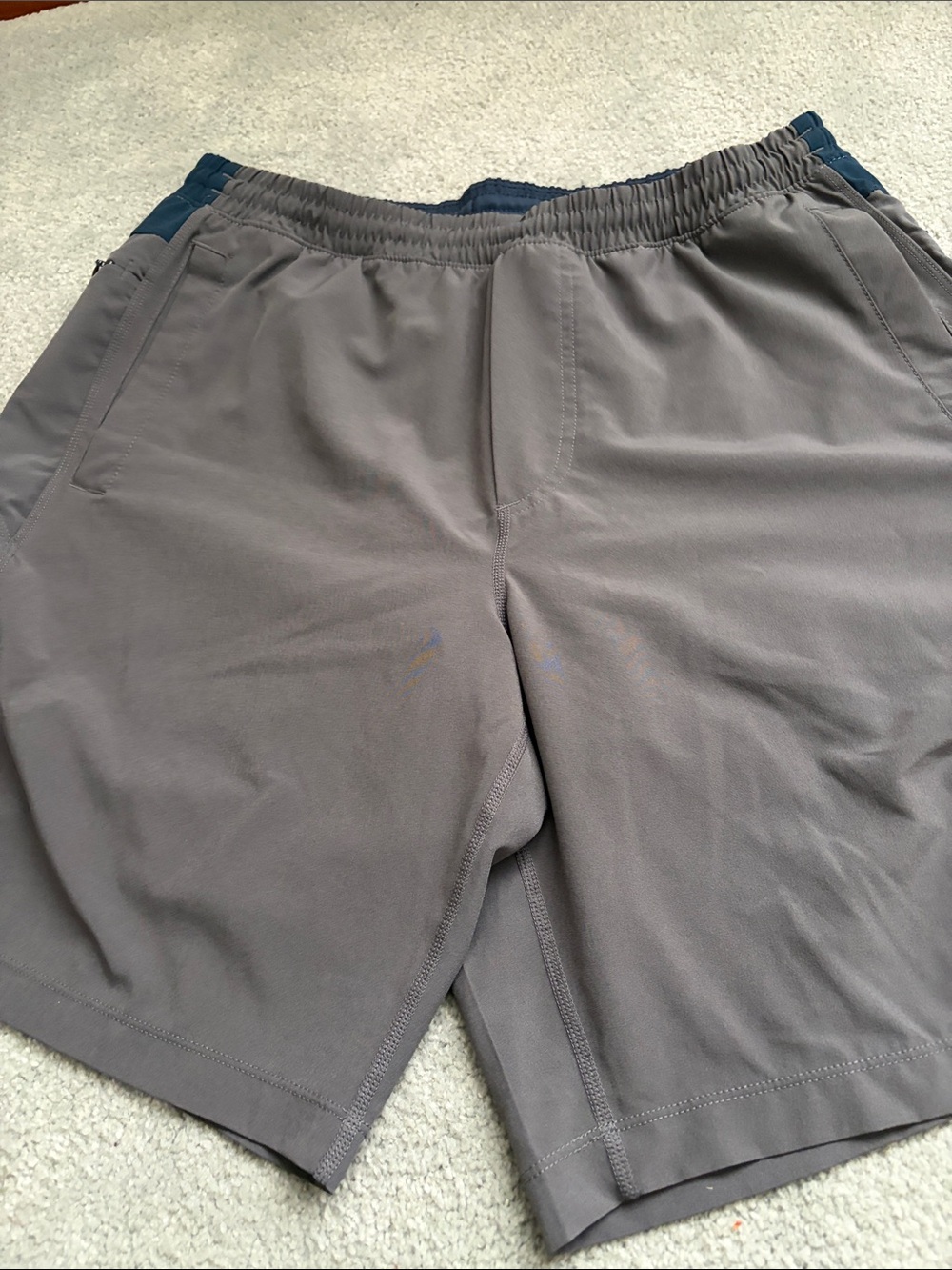 Birddogs Men's Gray Athletic Shorts with Navy Waistband Accents